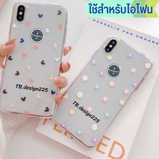 -พร้อมส่งในไทย-เคสซิลิโคน สกรีนลายดอกไม้/หัวใจ TPU นิ่ม ใช้สำหรับIPทุกรุ่น #799