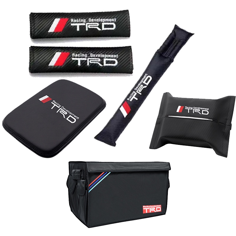Toyota TRD คาร์บอนไฟเบอร์รถที่นั่งคอหมอนเข็มขัดนิรภัย Pad ไหล่ Pad Gap Leak-Proof Stopper Sun Visor 
