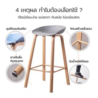 DUDEE เก้าอี้บาร์ ขาเหล็กลายไม้ มีที่พักเท้า 47x52x76 cm เก้าอี้สตูล