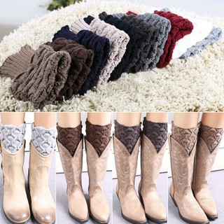 แฟชั่นของผู้หญิง Crochet ฤดูหนาว Knit อุ่นขา Toppers Cuffs ถุงเท้าสั้น Boot