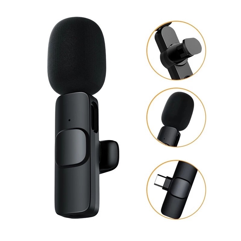 Wireless Microphone  ไมโครโฟนไร้สายแบบพกพาใช้สําหรับ สมาร์ทโฟน ไมค์ไร้สายหนีบเสื้อ ไมค์หนีบปกเสื้อ thumbnail 3
