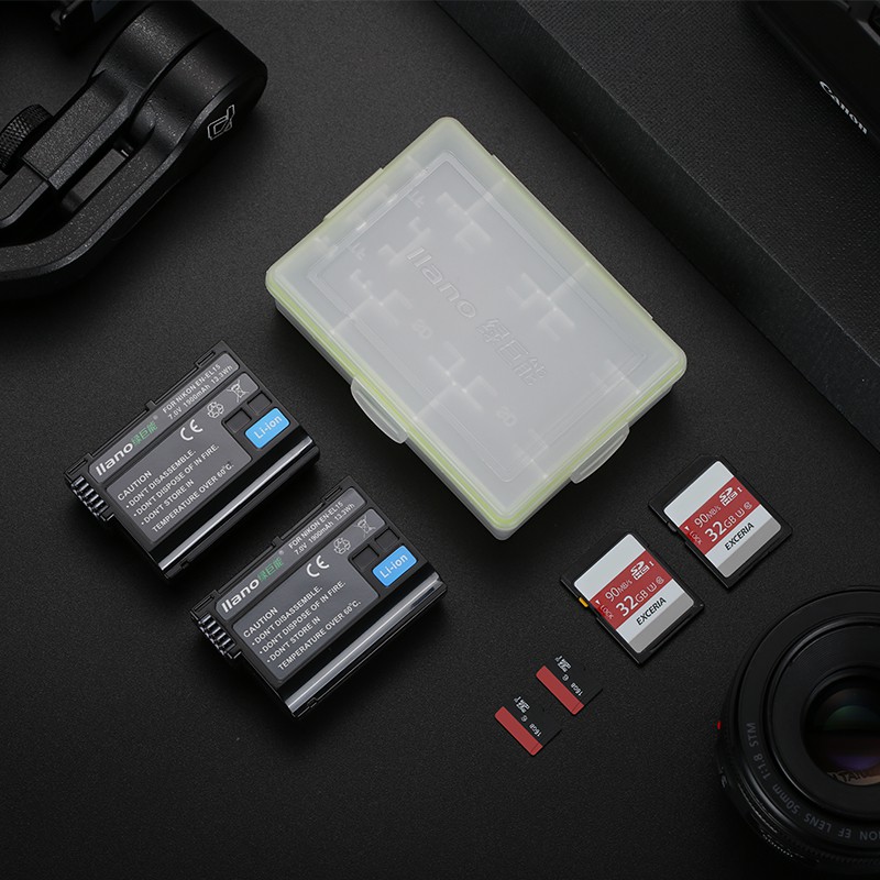 llano กล่องเก็บแบตเตอรี่ เมมโมรี่การ์ด SD / TF สำหรับกล้อง Canon Nikon Sony