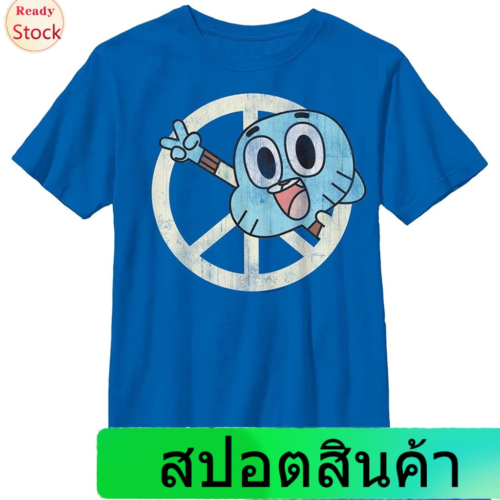 เสื้อยืดลำลอง Fifth Sun Boy's The Amazing World Of Gumball Peace Sign Gumball T-Shirt The Amazing Wo