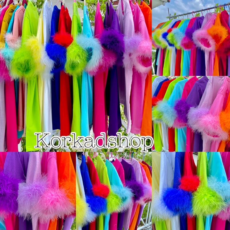 เสื้อยืดขนแขนแต่งขนมิ้ง🦩🦩ส่งไว