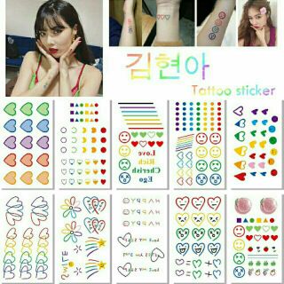 รอยสักชั่วคราว สีรุ้ง ยอดฮิตเกาหลี แทททูติดผิว  tattoo (ของถึงไทยแล้ว)