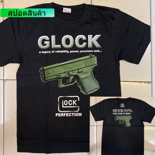 เสื้อยืดลําลอง แขนสั้น คอกลม ลาย Glock สีดํา สําหรับผู้ชาย