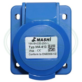 พาวเวอร์ ปลั๊ก ตัวเมีย ฝัง MASHI Type MA-413 IP44 16A-6h/220-250V~ สีน้ำเงิน