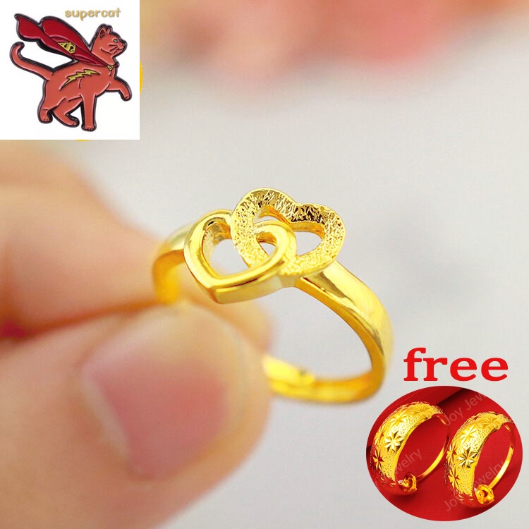 แหวนคู่รัก ทองคํา 96.5% 0.6 กรัม แหวนทองคํา ไม่ลอก ขายได้ แหวน สีทอง เหมาะกับของขวัญ แฟชั่นฤดูร้อน สําหรับผู้หญิง แฟนสาว