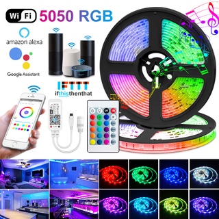 Kefeng สายไฟ LED RGB บลูทูธ เปลี่ยนสีได้ พร้อมรีโมตคอนโทรล 24 คีย์ WIFI SMD5050 สําหรับตกแต่งห้อง คริสต์มาส