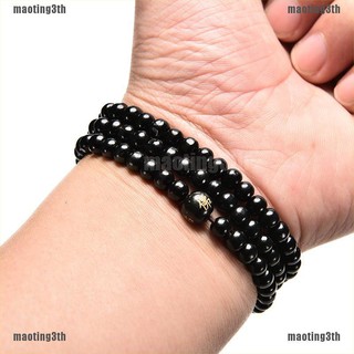 สร้อยคอ สร้อยข้อมือ ประดับลูกปัด สีดํา ขนาด 6 x