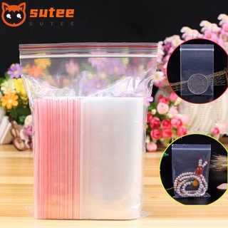 SUER 100 pcs/pack Reclosable Jewelry Zip Bags Mini PE Pouch Plastic Storage Packaging Home Self Adhesive Poly Clear