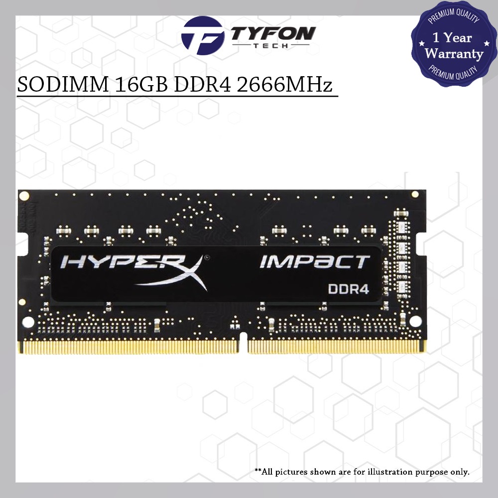 Kingston HyperX Impact HX426S15IB2/16 SODIMM 16GB DDR4 2666MHz PC4-21300 แล็ปท็อป RAM
