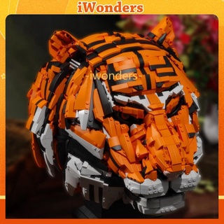 Zodiac Series Tiger Head Building Block Creative Model Ornaments Compatible Bricks Boys Education DIY Toys Kids Gifts