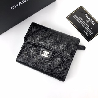 ของแท้ 100% ถูกที่สุด Chanel Trifold wallet SHW (ดำอะไหล่เงิน) Holo31xxxxxx