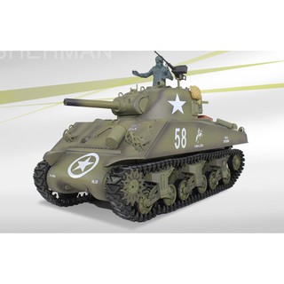 รถถังบังคับวิทยุ Heng Long สเกล 1/16 รุ่น M4A3 Sherman 7.0 บังคับได้เหมือนจริง มีเสียงเครื่อง มีควัน ยิงลูกกระสุน