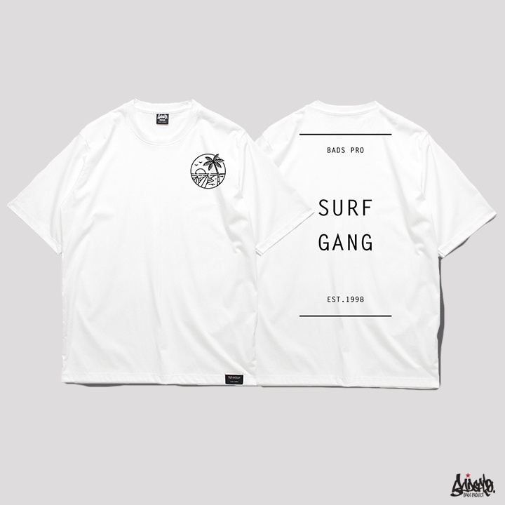 12.12 SALE ® Oversize Long รุ่น SURF GANG ( สกรีนนูน ) สีขาว เสื้อรุ่นทรง A M L / OLS