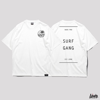 🔥 12.12 SALE 🔥 ® Oversize Long รุ่น SURF GANG ( สกรีนนูน ) สีขาว เสื้อรุ่นทรง A   M L / OLS