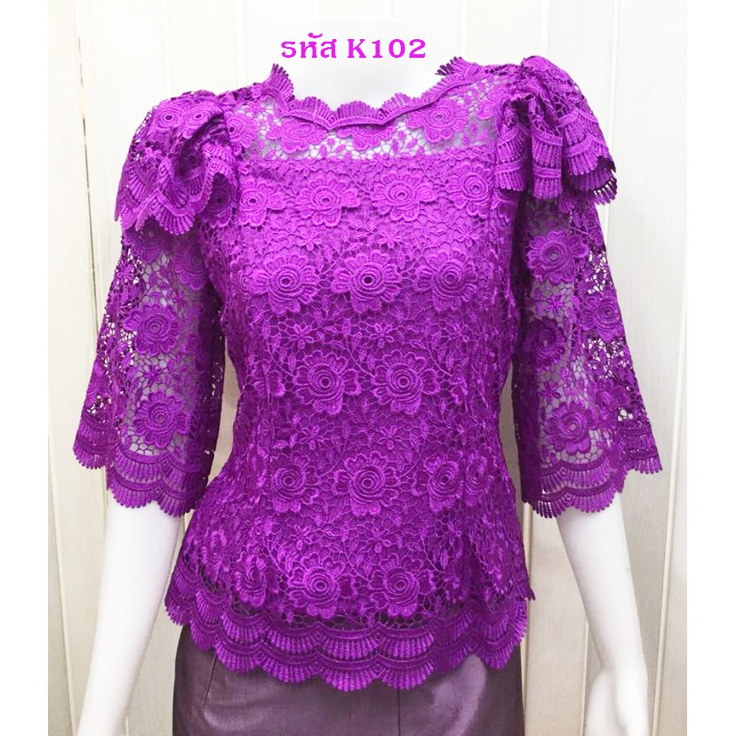 K102 เข้าใหม่ เสื้อลูกไม้ พรีเมียม ราคาถูก 38-46 นิ้ว