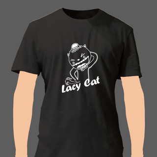 ( 1 แถม 1 ) เสื้อยืดลายแมวกวนๆ สีดำ Lacy Cat  ผัา  cotton 32 แท้ 100% ( Semi ) Size 44 นิ้วและ Size 40 นิ้ว