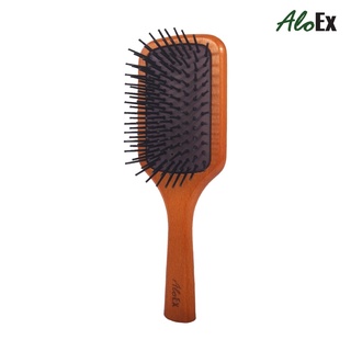 AloEx Wooden Hairbrush หวีไม้กระตุ้นการไหลเวียนของเลือดที่หนังศีรษะช่วยสร้างผมใหม่ ลดการชี้ฟูของเส้นผม