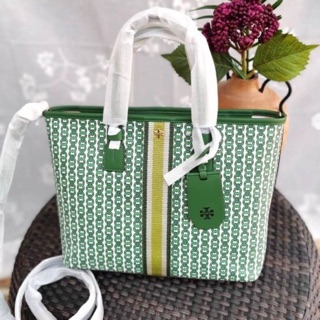 🌹มีเขียว มีสายยาว มี 2 🌺Tory burch GEMINI LINK CANVAS SMALL TOTE