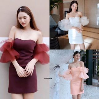 MF11055🍓
Dress เดรสเกาะอกแขนมุ้งระบาย ตัวเดรสผ้าซาร่าสีพื้น แขน 2 ข้างเป็นผ้ามุ้งระบาย มีซิปหลัง