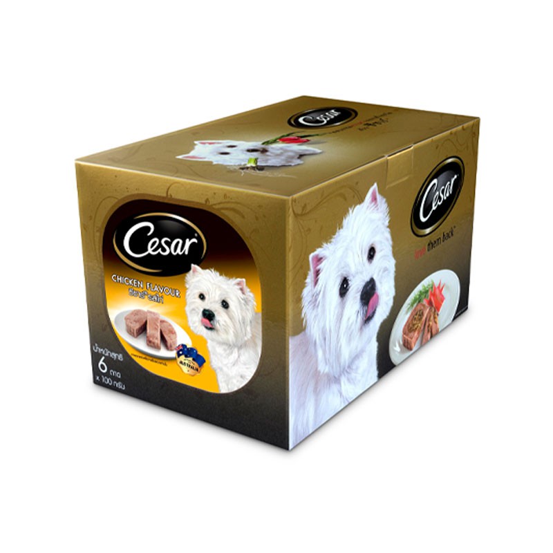 ซีซาร์ มัลติแพ็ค อาหารสุนัข รสเนื้อไก่ 100 กรัม (6 ถาด) Caesar Multi Pack Dog Food Chicken Flavor 10