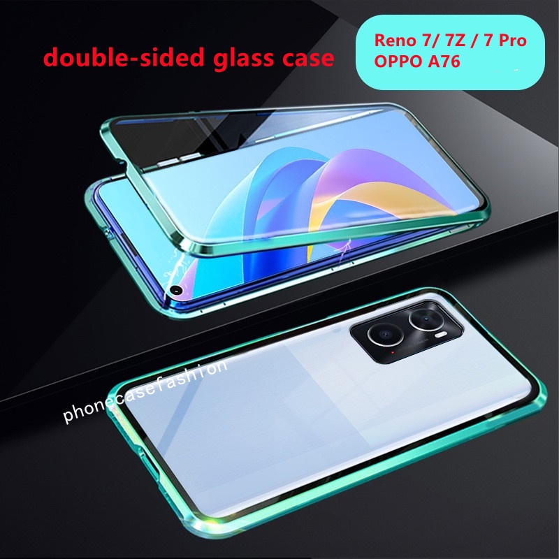 360° เคสโทรศัพท์มือถือแบบแข็ง ใส สองด้าน กันกระแทก สําหรับ OPPO Reno 7 Pro 7Z 5G Reno7 A96 A76 A57 A