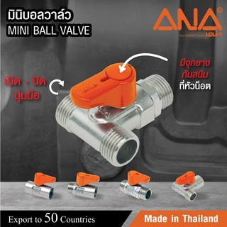 ANA มินิบอลวาล์วทองเหลือง 3 ทาง (ผผผ) 1/2" รุ่น MV113มมM