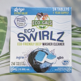 (Eco-Gals®) Eco Swirlz Eco-Friendly Deep Washer Cleaner 24 Tablets 360 g เม็ดทำความสะอาดเครื่องซักผ้า