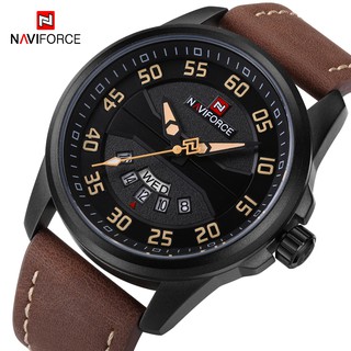 Naviforce 9124 นาฬิกาข้อมือควอตซ์แฟชั่น สายหนัง กันน้ํา สําหรับบุรุษ