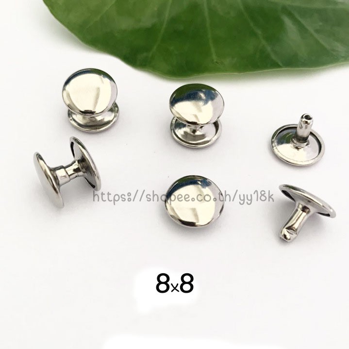 (สินค้าพร้อมส่ง) หมุดย้ำ หมุดตอก 2หน้า สีเงิน ยกถุง1000ชุด