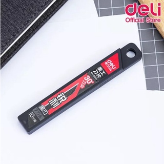 Deli ใบมีดคัตเตอร์คาร์บอน 30 องศา บรรจุ 10 ใบ Cutter Blade Black 78003