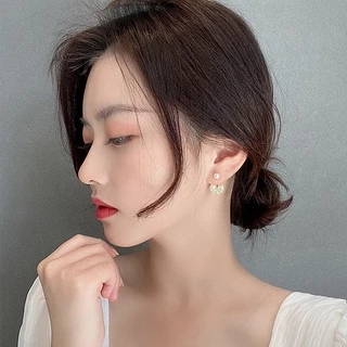 ต่างหูสตั๊ด รูปโบว์ ประดับมุก สไตล์เกาหลี สำหรับผู้หญิง