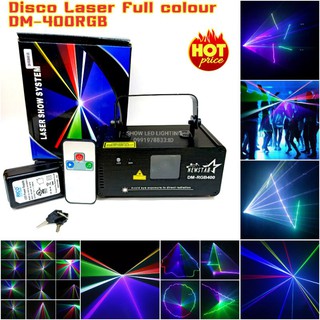 ไฟเลเซอร์ 1หัว 7สี รุ่น DM-400 (RGB) disco laser dicsco laser light PARTY LIGHT ไฟดิสโก้เทค ไฟ Laser light ปาร์ตี้