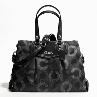 Impcoachza พร้อมส่ง กระเป๋าสะพาย Coach รุ่น ASHLEY DOTTED OP ART SIGNITURE CARRYALL