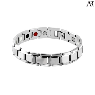 ANGELINO RUFOLO Healthy Magnetic Bracelet ดีไซน์ Inspire Chain สร้อยข้อมือแม่เหล็ก Stainless Steel 316L(สแตนเลส) สีเงิน