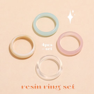 แหวนเซ็ตเรซิ่นพาสเทล 4pcs solid resin rings