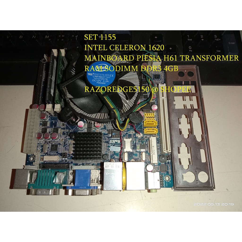 (มือสอง-ชุดเซ็ืท1155) ชุดบอร์ดMini-ITXพร้อมCPU G1620 RAM4GB