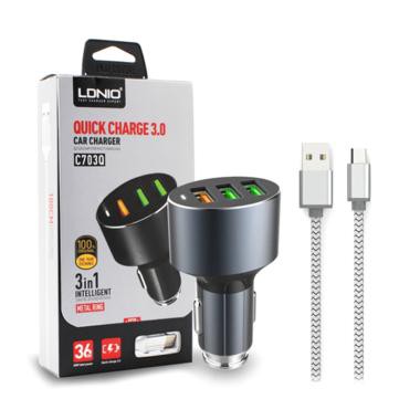 CAR CHARGER LDNIO C703Q ที่ชาร์จแบตในรถ 3 พอร์ต QUALCOMMM 3.0