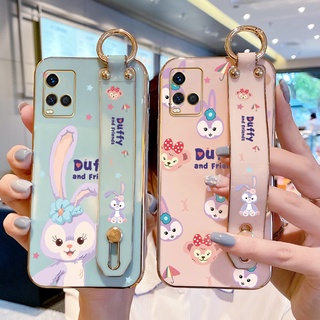 เคสโทรศัพท์มือถือ ลายการ์ตูนกระต่ายน่ารัก พร้อมสายคล้องมือ หรูหรา สําหรับ vivo Y21 Y21A Y21E Y21G Y21S Y21T Y33T Y33S Y32