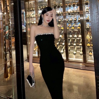 ชุดเดรสราตรีเซ็กซี่ เปิดไหล่ ระดับไฮเอนด์ สไตล์เฮบเบิร์น หรู…