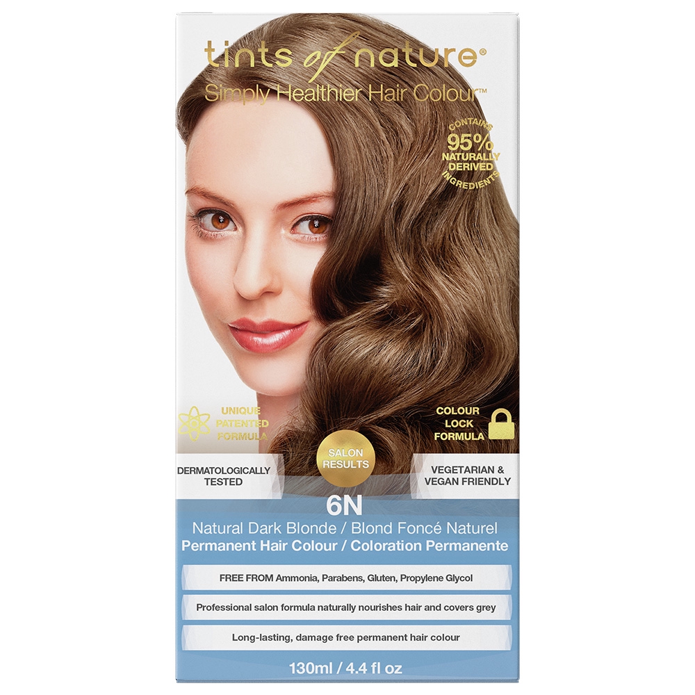 Tints of Nature 6N Natural Dark Blonde - Permanent Hair Colour น้ำยาย้อมผมออร์แกนิค บลอนด์เข้ม (130m