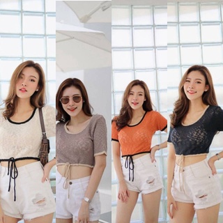 เสื้อไหมพรม ผูกเอว น่ารักมาก  Polywol Shop มี 4 สี ฟรีไซส์