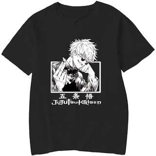 เสื้อยืดโอเวอร์ไซส์เสื้อยืด พิมพ์ลายโลโก้ Jujutsu Kaisen Gojou Satoru Cool Pose สําหรับผู้ชายS-3XL