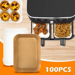 100pcs Air Fryer Paper Non-stick Square Parchment Paper Heat-resistant Roasting Pad Oil-proof and Water-proof Baking Lin