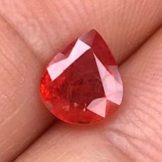 0.98ct 7x6mm พลอยออเรนจ์แซฟไฟร์ หยดน้ำ Orange Sapphire Songea, Tanzania