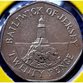 เหรียญ​ เจอร์ซีย์​ Jersey​(ภายใต้​UK), 20 Pence, #​2042, ใช้แล้ว