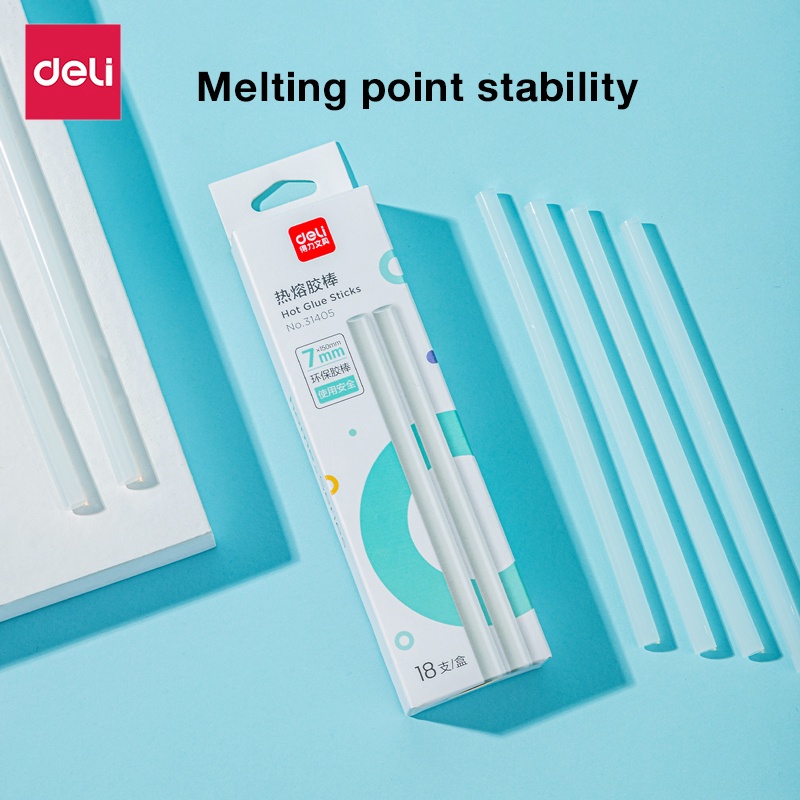 Deli กาวแท่งร้อน กาวแท่ง ขนาด 7mm-18pcs/11mm-12pcs ร้อนไวภายใน5นาที ติดแน่น ติดทน Glue Stick - 1