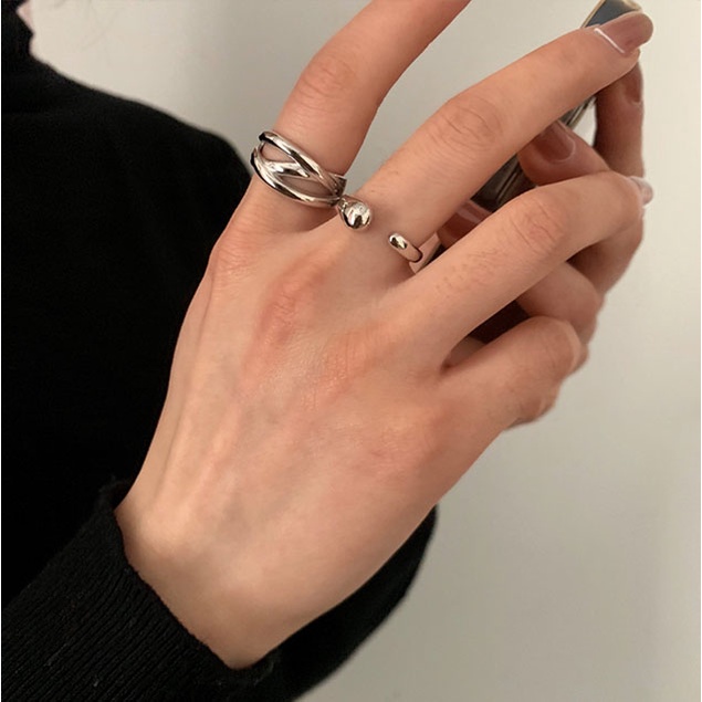 แหวนเปิด รูปหยดน้ํา ทรงเรขาคณิต เข้ากับทุกการแต่งกาย สไตล์เกาหลี สําหรับผู้หญิง - รูปที่ 7